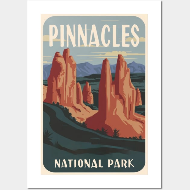 Pinnacles National Park Vintage Travel Poster Wall Art by GreenMary Design